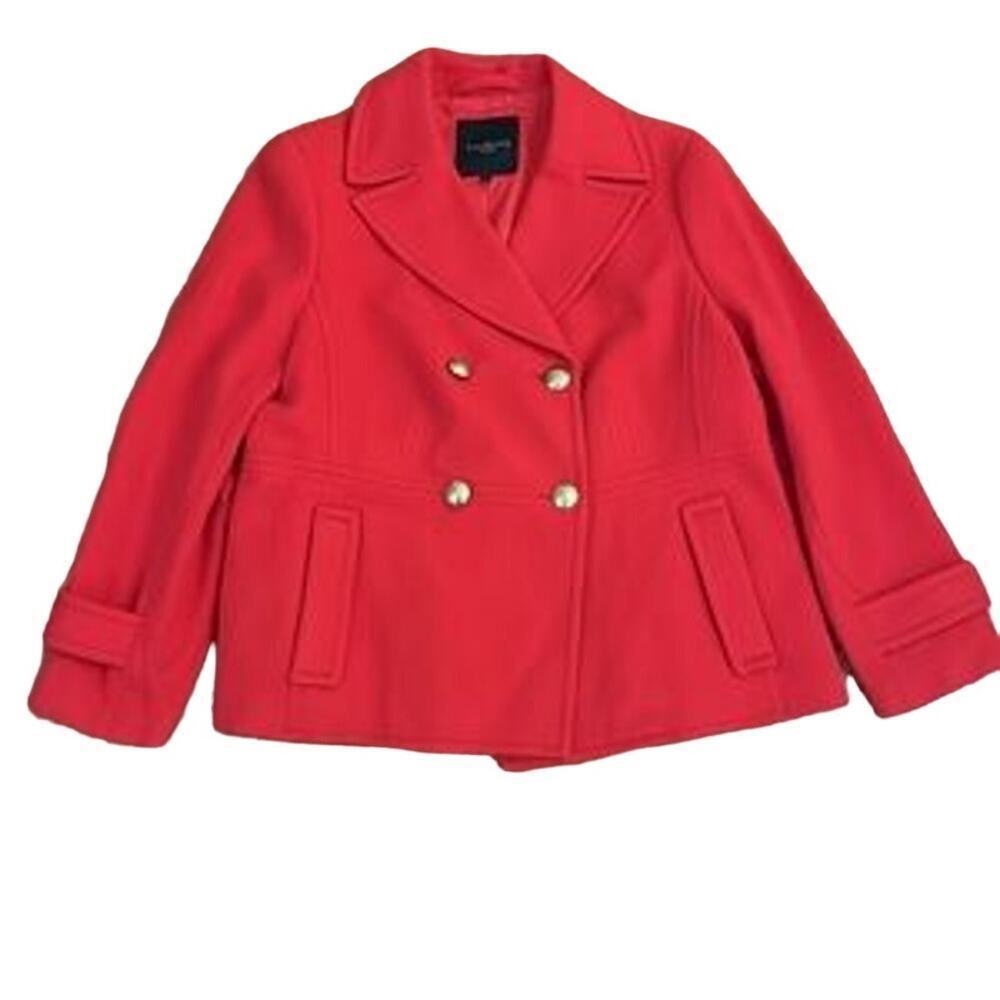 Talbots Double Breasted Wool Blend Peacoat Red Size 14P